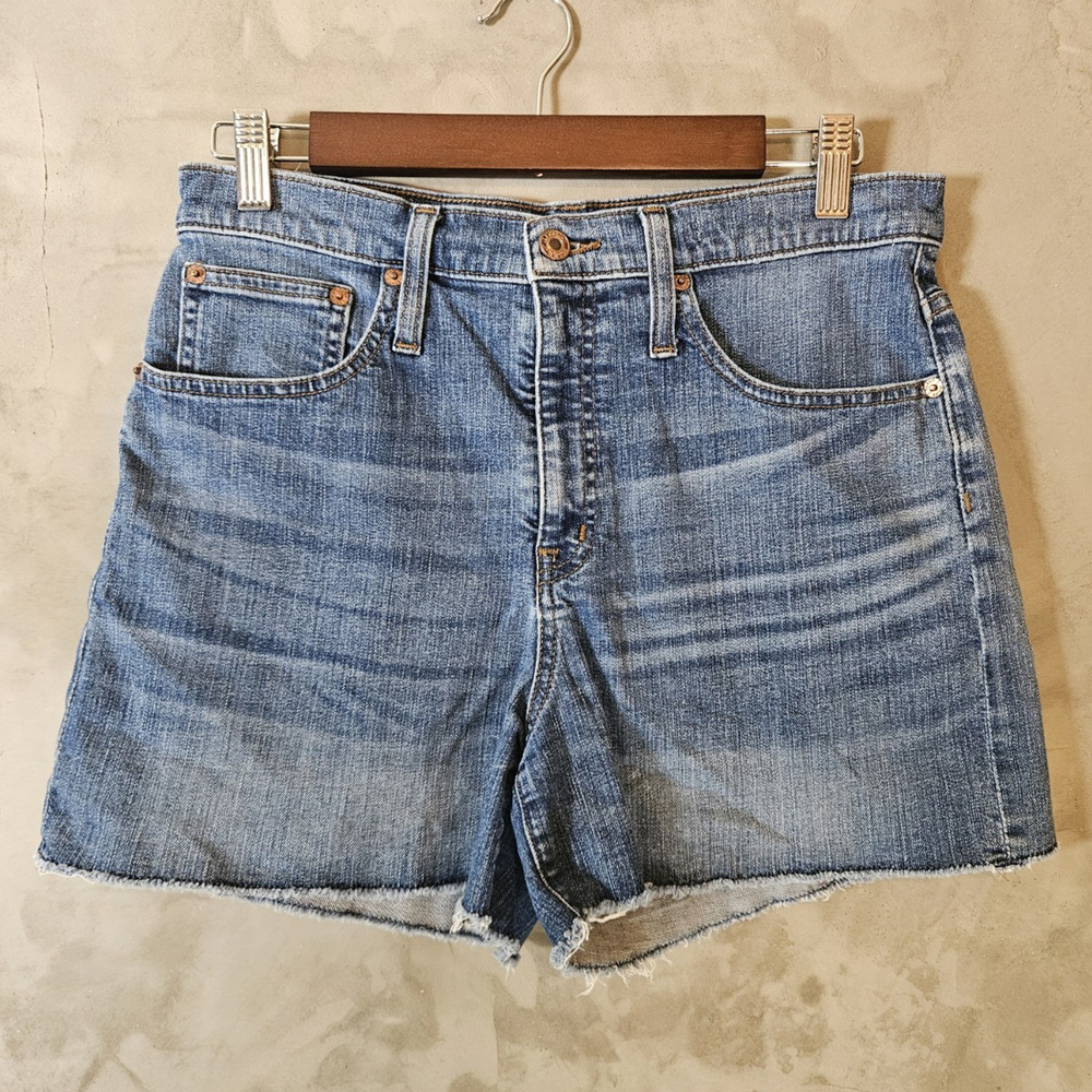 J.CREW Women's Blue Denim Cut Off Shorts Size 28 High Rise 5-Pocket